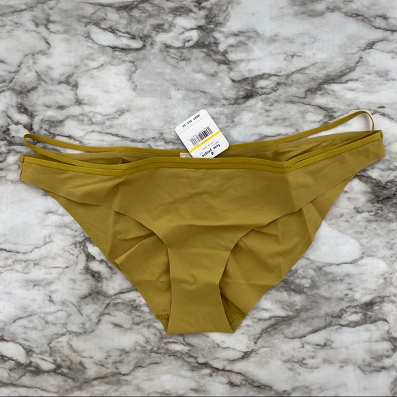 Free People NWT Zoey Bikini Yellow Marsh Honey Slit Cutout Panties Medium New - Picture 2 of 7